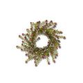 12.5 Inch Glittered Snowy Red Berry Leaf Candle Ring