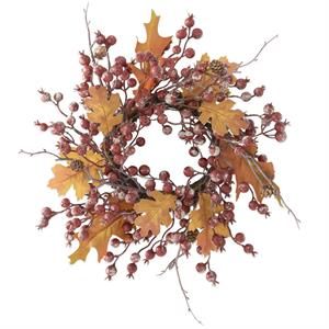 14 Inch Rosehip Twig And Pinecone Candle Ring