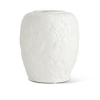 White Ceramic Paisley & Floral Embossed Vases