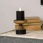 Black And Wood Pillar Holder