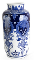 15.5 Inch Ceramic Royal Blue And White Vase