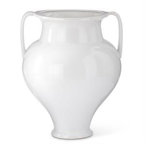 16.25 Inch White Glazed Ceramic Vase