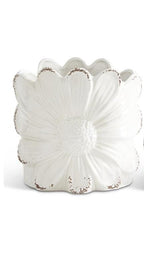 Distressed White Ceramic Sunflower Pots