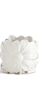 Distressed White Ceramic Sunflower Pots