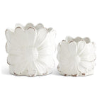 Distressed White Ceramic Sunflower Pots