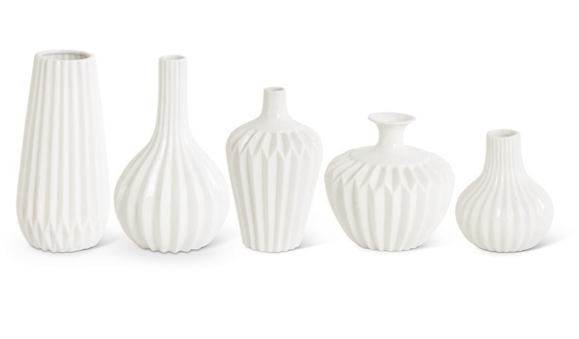 White Porcelain Accordian Vase