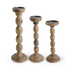 Brown Wood Spindle Candleholder