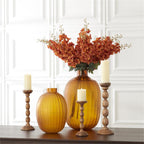 Brown Wood Spindle Candleholder