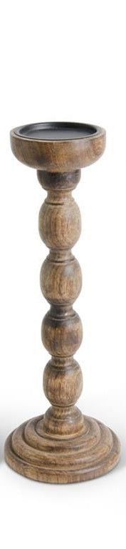 Brown Wood Spindle Candleholder