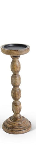Brown Wood Spindle Candleholder