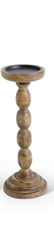 Brown Wood Spindle Candleholder
