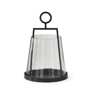 Black Metal Lantern W /cone Glass Hurricane
