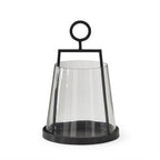 Black Metal Lantern W /cone Glass Hurricane