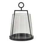 Black Metal Lantern W /cone Glass Hurricane