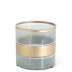 Aqua Cracked Glass Containers With Gold Top & Center Stripe
