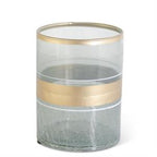 Aqua Cracked Glass Containers With Gold Top & Center Stripe