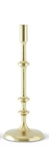 Gold Metal Ribbed Taper Candlesticks
