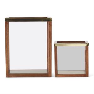 Wood And Glass Rectangular Lantern
