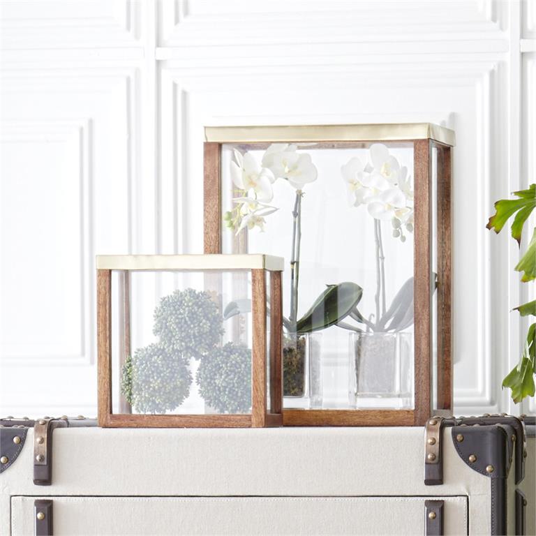 Wood And Glass Rectangular Lantern