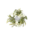 12 Inch Soft Green Mixed Foilage And White Hydrangea Candle Ring