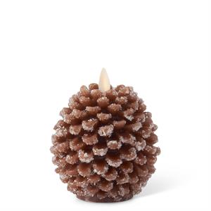 4.5 Inch Brown Snowy Pinecone Candle
