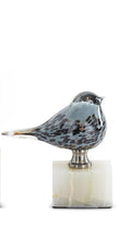 Blue Glass Bird On Marble Stand
