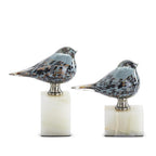 Blue Glass Bird On Marble Stand