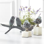 Blue Glass Bird On Marble Stand