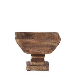 Square Wood Bowl On Pedestal