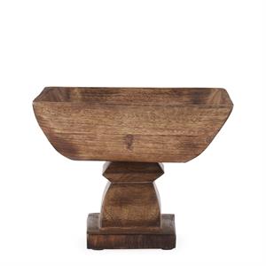 Square Wood Bowl On Pedestal