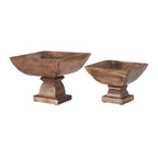 Square Wood Bowl On Pedestal