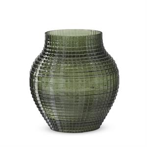Green Grid Pressed Glass Vases