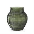 Green Grid Pressed Glass Vases