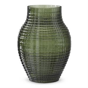 Green Grid Pressed Glass Vases