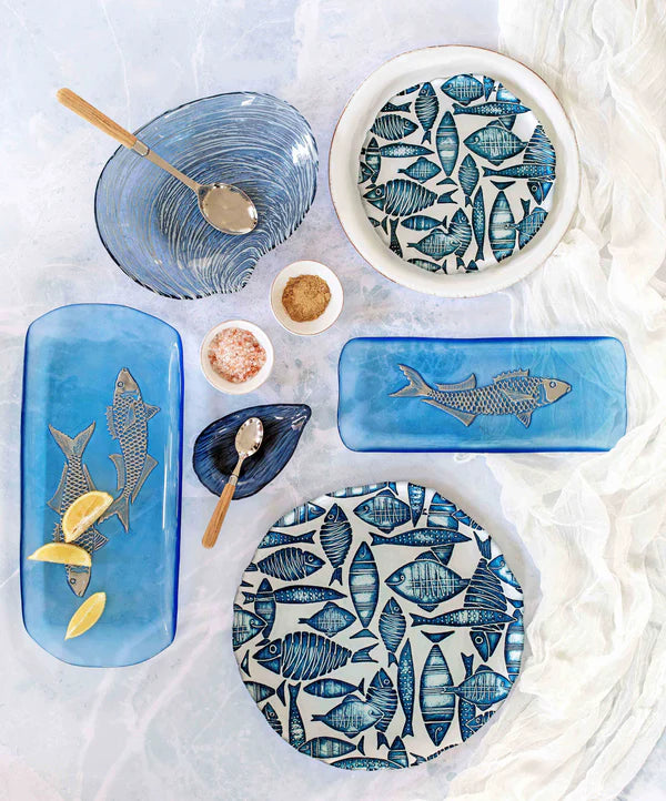 Vietri Isola Glass Shell Plate