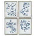 27.75 Inch Wood Framed Blue And White Botanical
