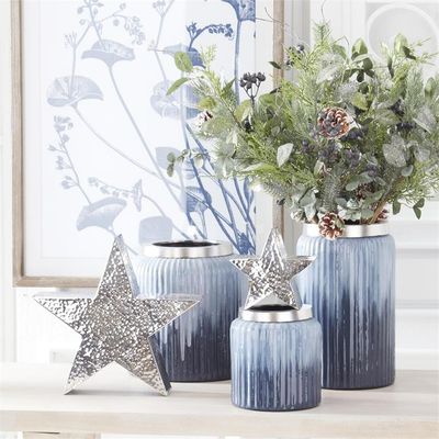 27.75 Inch Wood Framed Blue And White Botanical