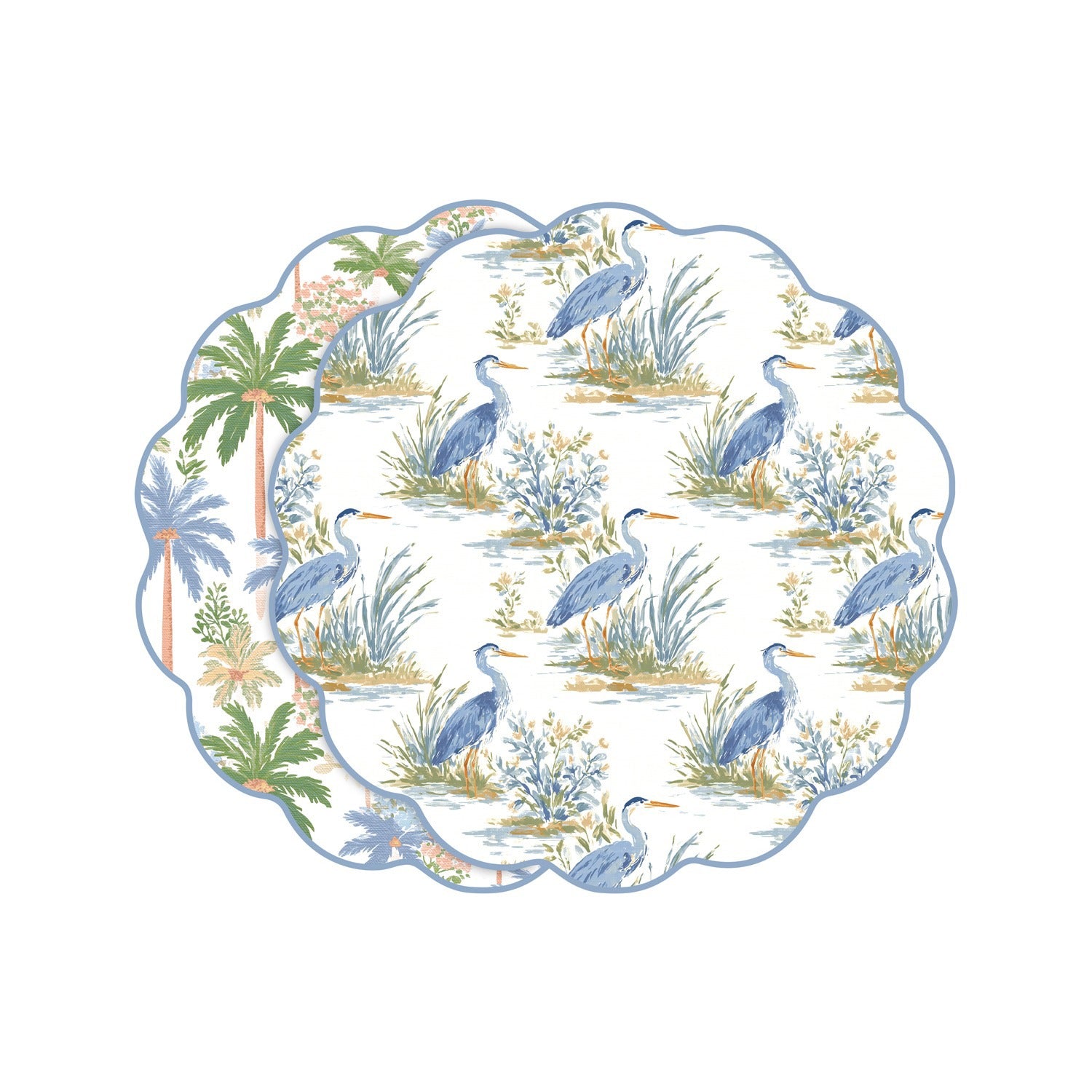 VIDA Heron & Palm Trees Reversible Placemat Set