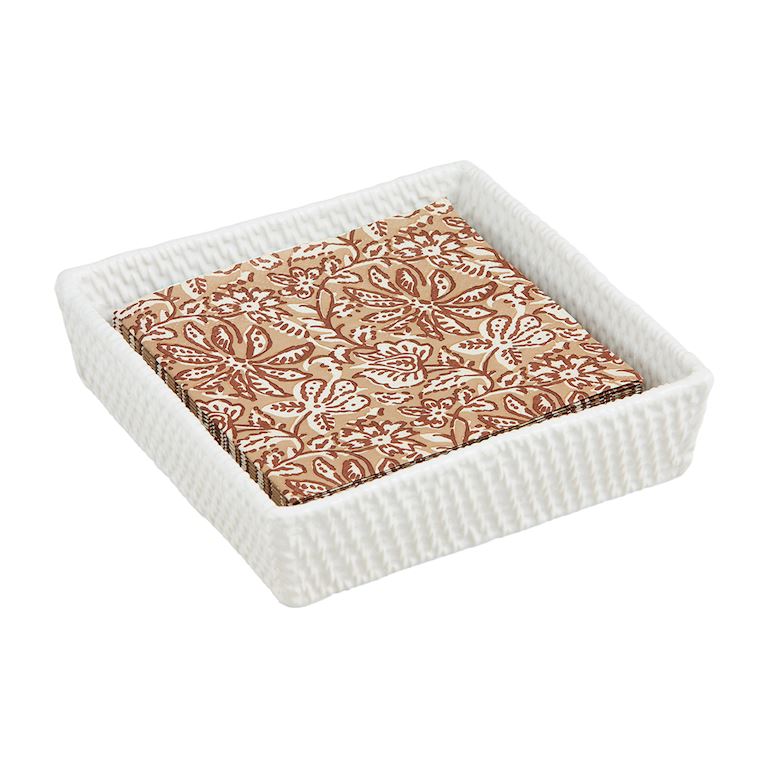 Woven Stoneware Caddy And Napkin Set