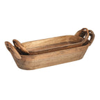 Wood Dough Bowl With Twisted Handle