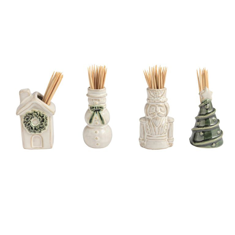 White Christmas Toothpick Holder