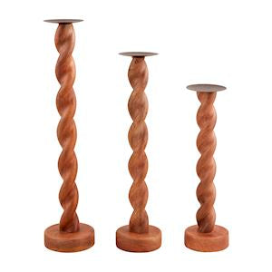 Wood Twisted Candlesticks