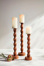 Wood Twisted Candlesticks