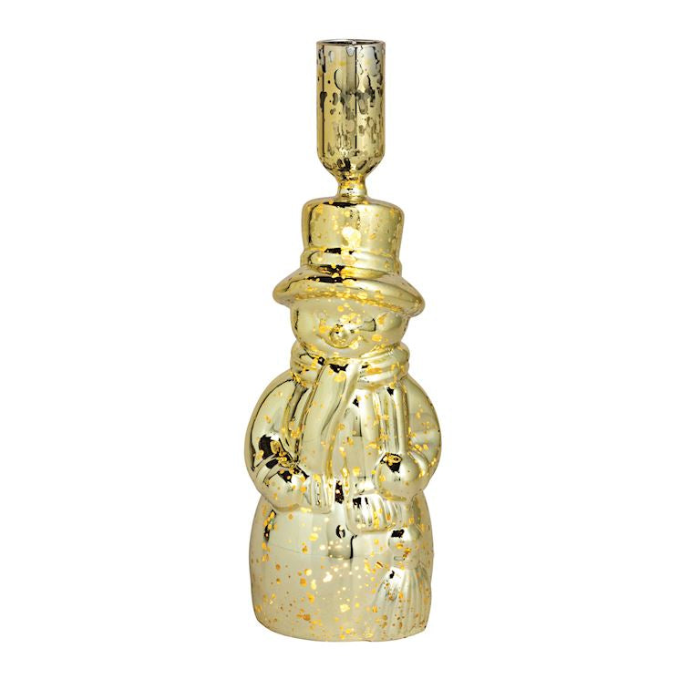 Gold Light-up Snowman Taper Holder