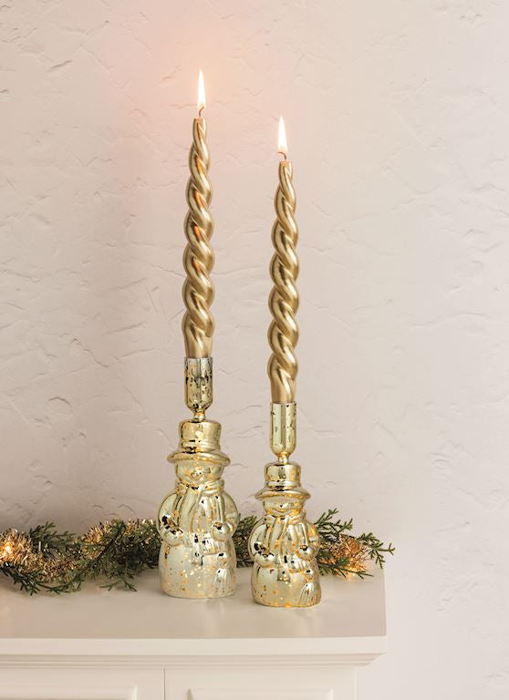 Gold Light-up Snowman Taper Holder