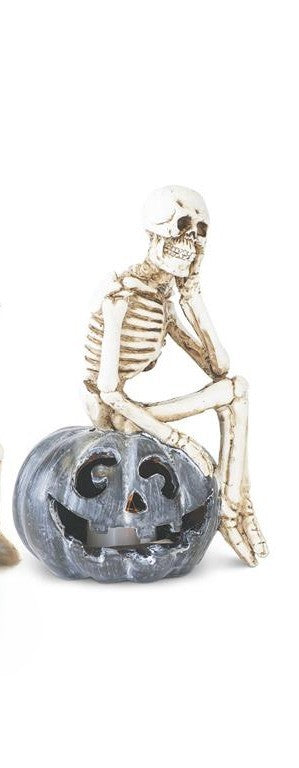 Skeleton on Gray Jack O Lantern