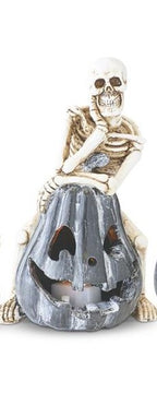 Skeleton on Gray Jack O Lantern