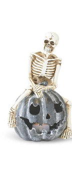 Skeleton on Gray Jack O Lantern