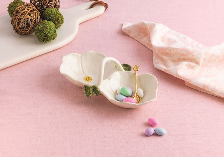 Figural Flower Double Tidbit Tray
