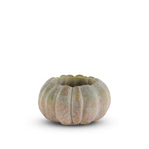 Whitewashed Orange And Green Cement Pumpkin